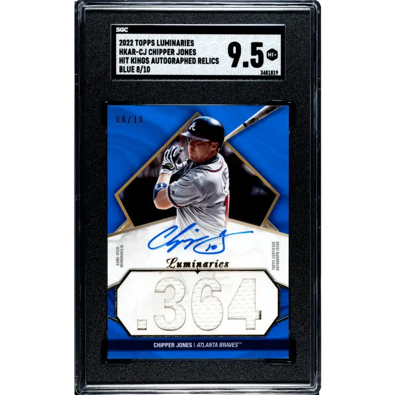 2022 Topps Luminaries #HKAR-CJ Chipper Jones SGC 9.5 MINT+ MEM Auto 8/10 Atlanta Braves Baseball Card - Baseball Card