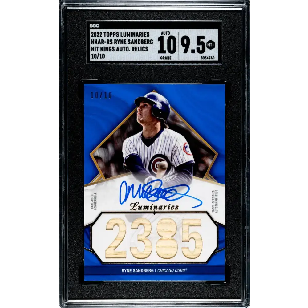 2022 Topps Luminaries #HKAR-RS Ryne Sandberg SGC 9.5 MINT+ MEM Auto 10/10 Chicago Cubs Baseball Card - Baseball Card