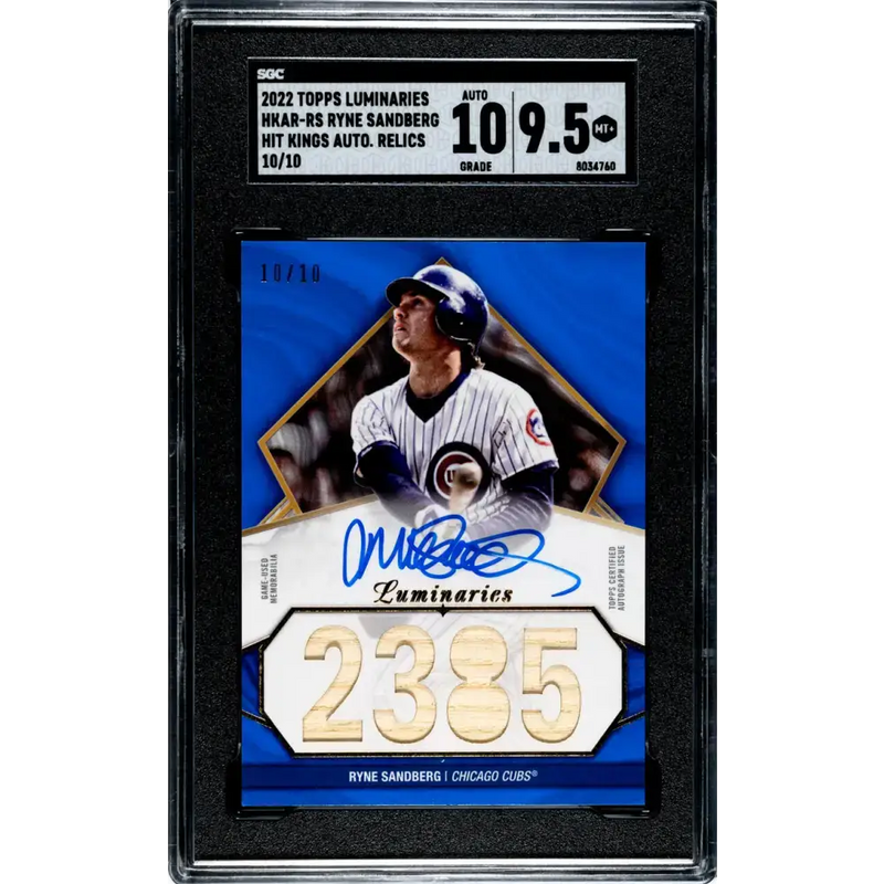 2022 Topps Luminaries #HKAR-RS Ryne Sandberg SGC 9.5 MINT+ MEM Auto 10/10 Chicago Cubs Baseball Card - Baseball Card