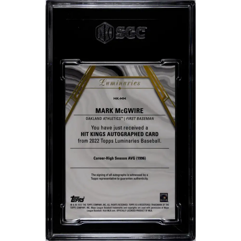 2022 Topps Luminaries #HKMM Mark McGwire Auto 8/10 Oakland Athletics Baseball Card - Baseball Card Single