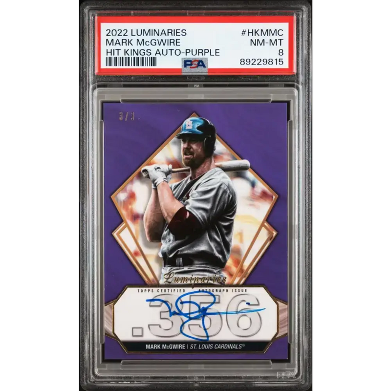 2022 Topps Luminaries #HKMMC Mark McGwire PSA 8 NM-MT Auto 3/3 St. Louis Cardinals Baseball Card - Baseball Card Single