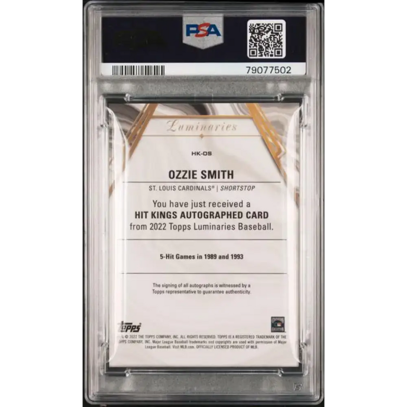 2022 Topps Luminaries #HKOS Ozzie Smith PSA 10 GEM MINT Auto 13/15 St. Louis Cardinals Baseball Card - Baseball Card
