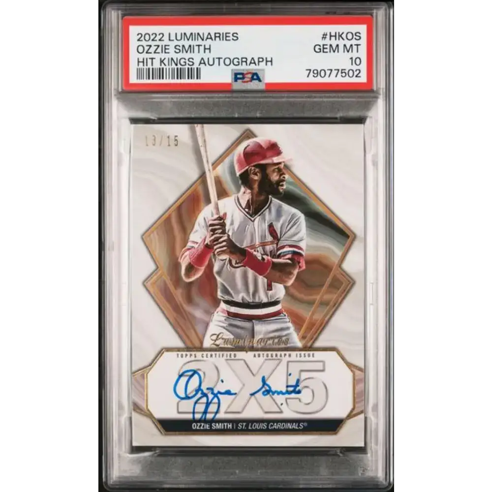 2022 Topps Luminaries #HKOS Ozzie Smith PSA 10 GEM MINT Auto 13/15 St. Louis Cardinals Baseball Card - Baseball Card