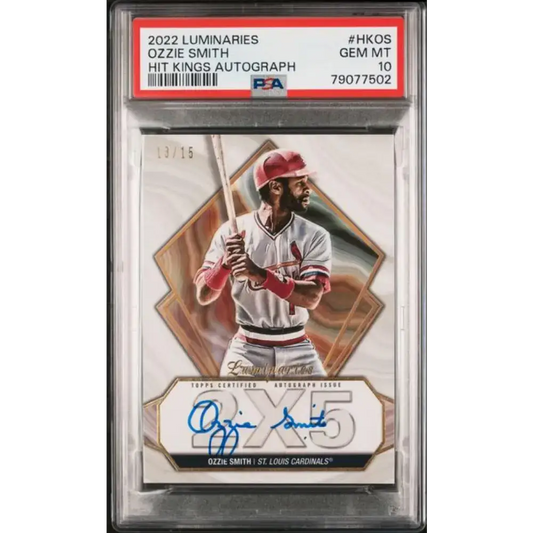 2022 Topps Luminaries #HKOS Ozzie Smith PSA 10 GEM MINT Auto 13/15 St. Louis Cardinals Baseball Card - Baseball Card