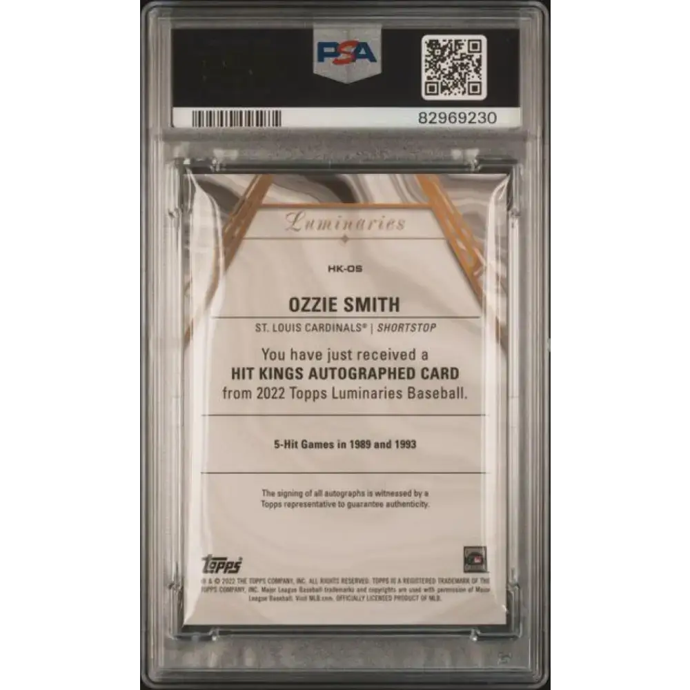 2022 Topps Luminaries #HKOS Ozzie Smith PSA 9 MINT Auto 3/3 St. Louis Cardinals Baseball Card - Baseball Card Single