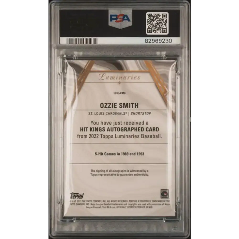 2022 Topps Luminaries #HKOS Ozzie Smith PSA 9 MINT Auto 3/3 St. Louis Cardinals Baseball Card - Baseball Card Single