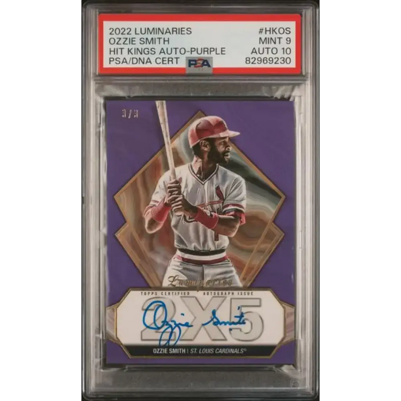 2022 Topps Luminaries #HKOS Ozzie Smith PSA 9 MINT Auto 3/3 St. Louis Cardinals Baseball Card - Baseball Card Single