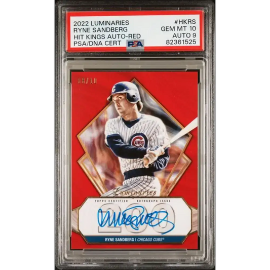 2022 Topps Luminaries #HKRS Ryne Sandberg PSA 10 GEM MINT Auto 8/10 Chicago Cubs Baseball Card - Baseball Card Single