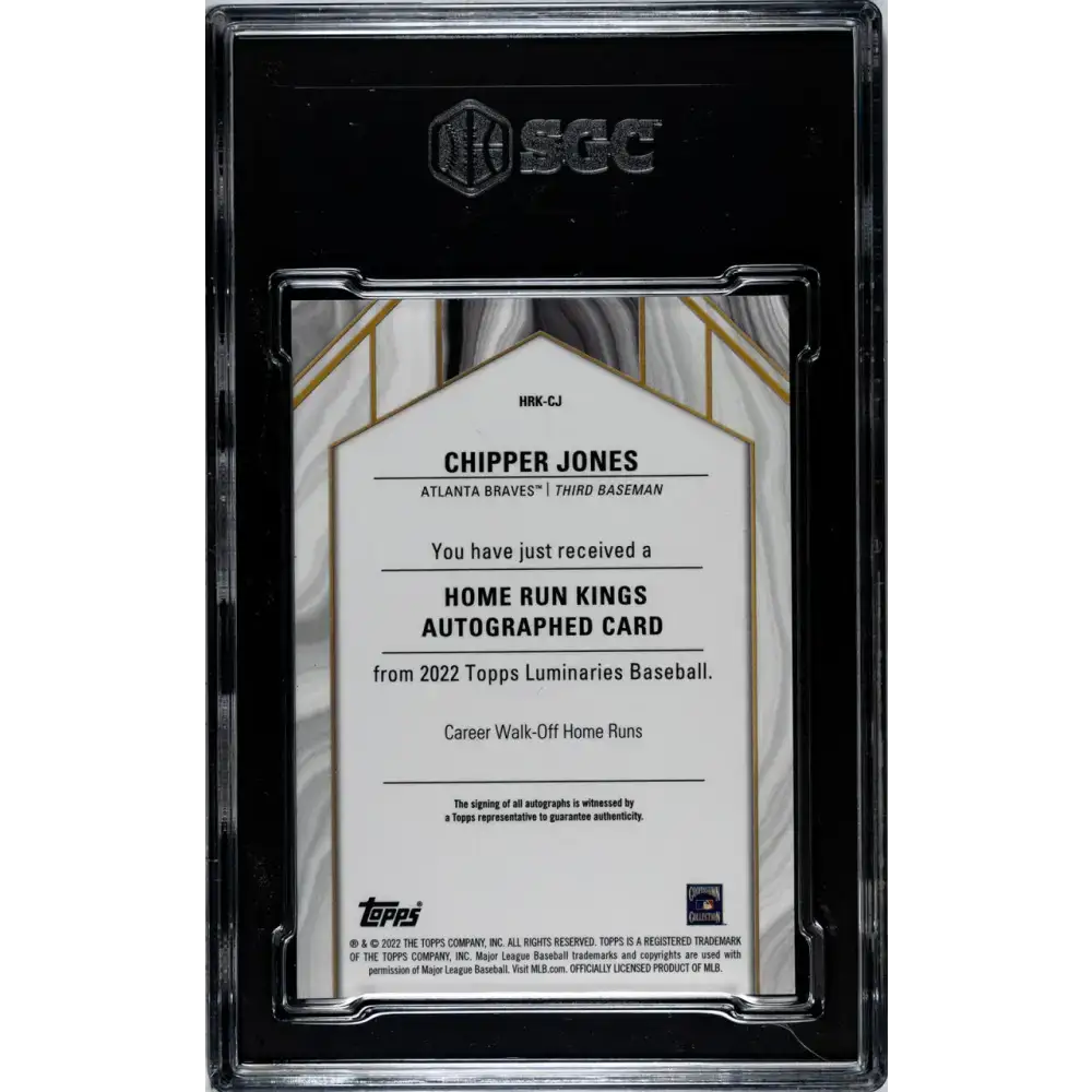 2022 Topps Luminaries Home Run Kings Red #HRK-CJ Chipper Jones SGC 9.5 MINT+ Auto 3/10 Atlanta Braves Baseball Card