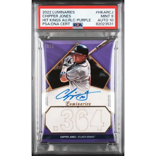 2022 Topps Luminaries #HRARCJ Chipper Jones PSA 9 MINT MEM Auto 3/3 Atlanta Braves Baseball Card - Baseball Card Single