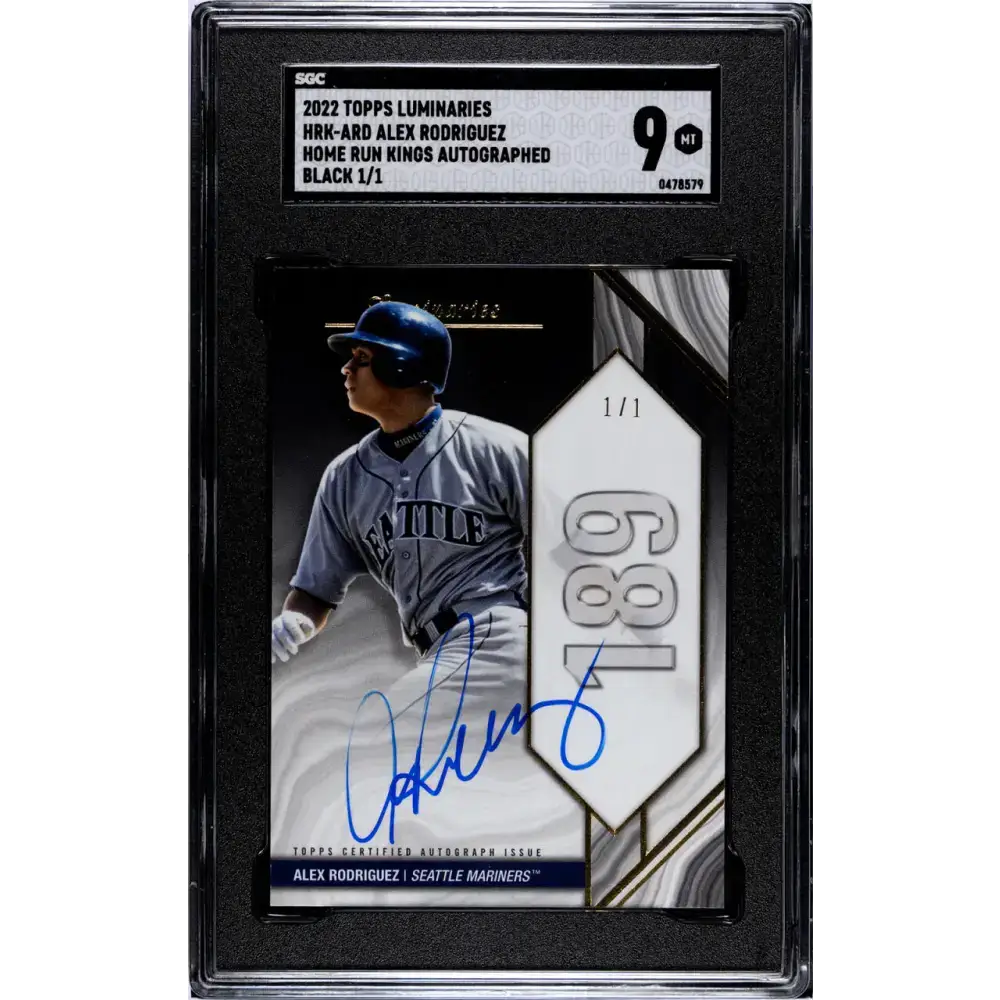 2022 Topps Luminaries #HRK-ARD Alex Rodriguez SGC 9 MINT Auto 1/1 Seattle Mariners Baseball Card