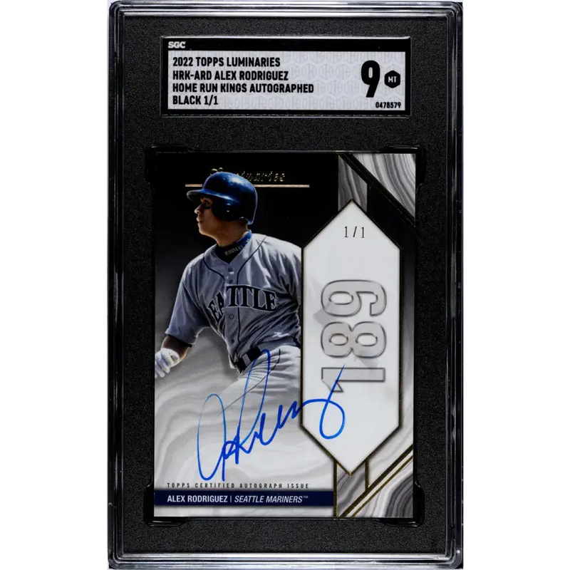 2022 Topps Luminaries #HRK-ARD Alex Rodriguez SGC 9 MINT Auto 1/1 Seattle Mariners Baseball Card