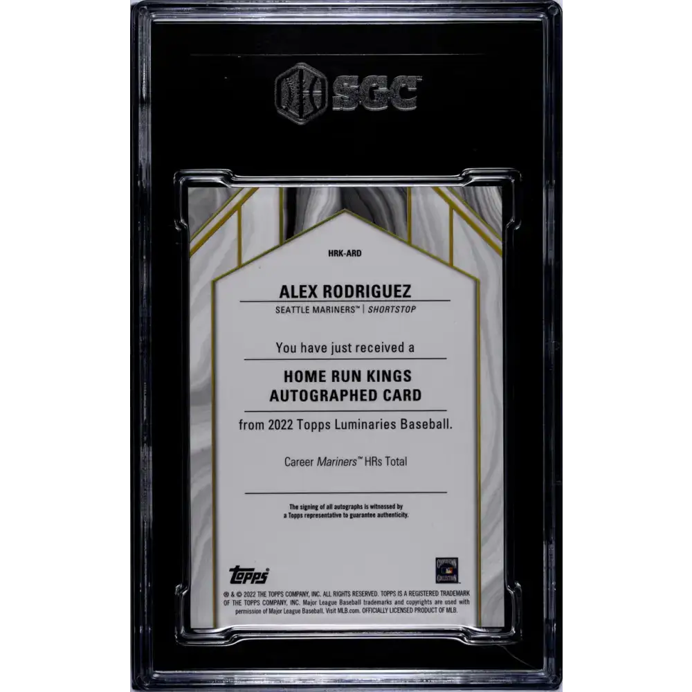 2022 Topps Luminaries #HRK-ARD Alex Rodriguez SGC 9 MINT Auto 2/5 Seattle Mariners Baseball Card - Baseball Card Single