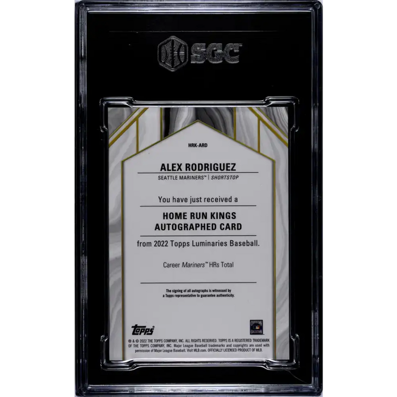 2022 Topps Luminaries #HRK-ARD Alex Rodriguez SGC 9 MINT Auto 2/5 Seattle Mariners Baseball Card - Baseball Card Single