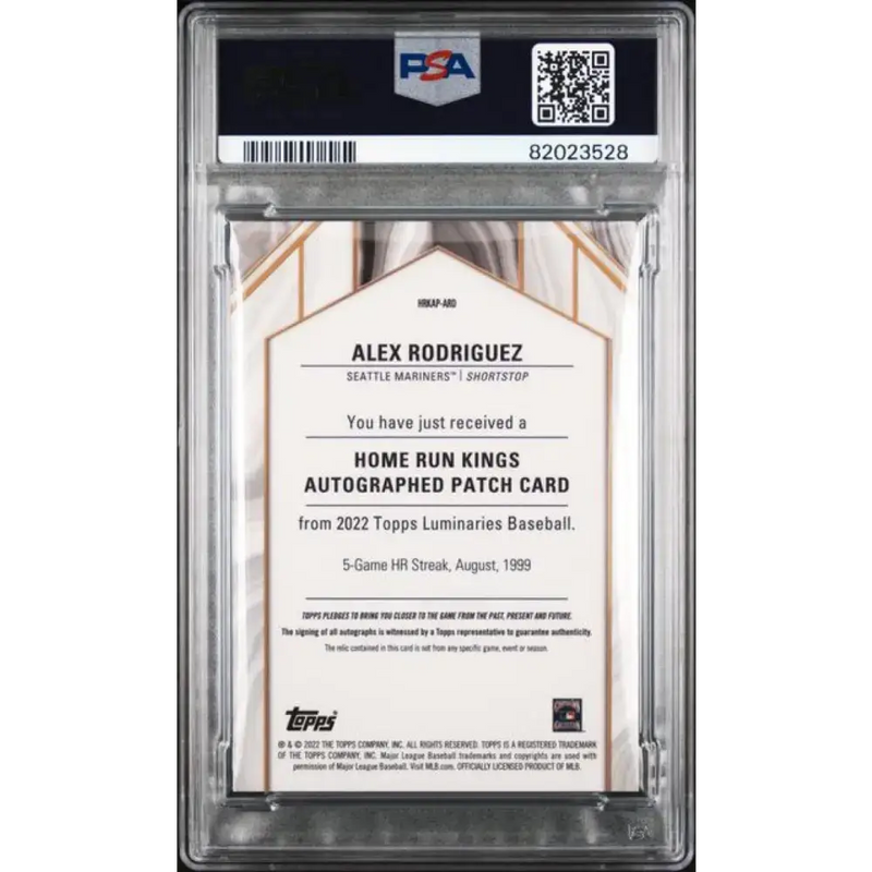 2022 Topps Luminaries #HRKAPARD Alex Rodriguez PSA 10 GEM MINT MEM Auto 10/15 Seattle Mariners Baseball Card - Baseball