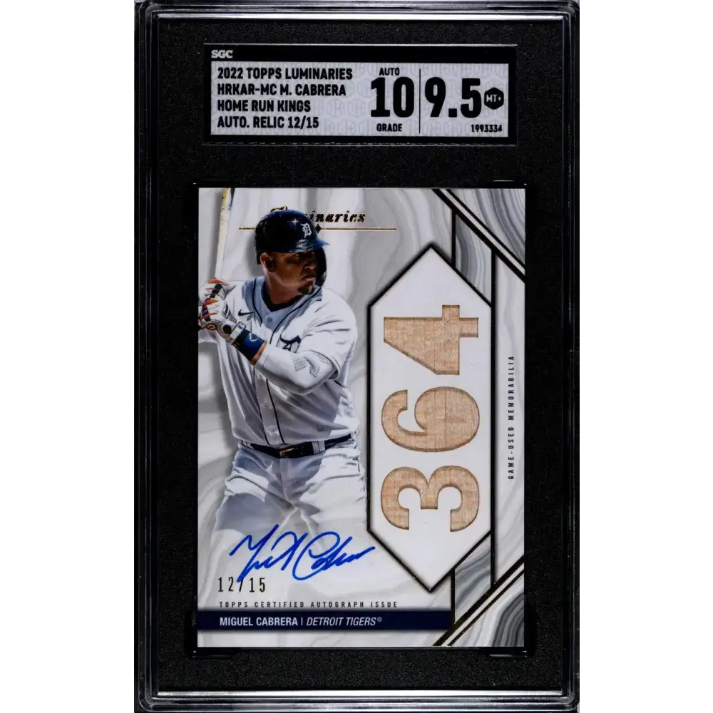 2022 Topps Luminaries #HRKAR-MC Miguel Cabrera SGC 9.5 MINT+ MEM Auto 12/15 Detroit Tigers Baseball Card - Baseball