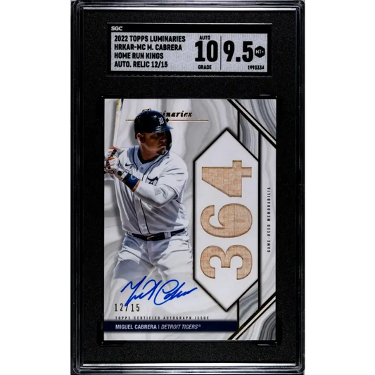2022 Topps Luminaries #HRKAR-MC Miguel Cabrera SGC 9.5 MINT+ MEM Auto 12/15 Detroit Tigers Baseball Card - Baseball