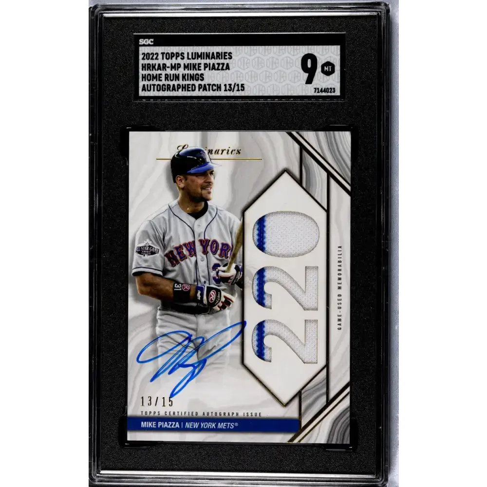 2022 Topps Luminaries #HRKAR-MP Mike Piazza SGC 9 MINT MEM Auto 13/15 New York Mets Baseball Card - Baseball Card Single