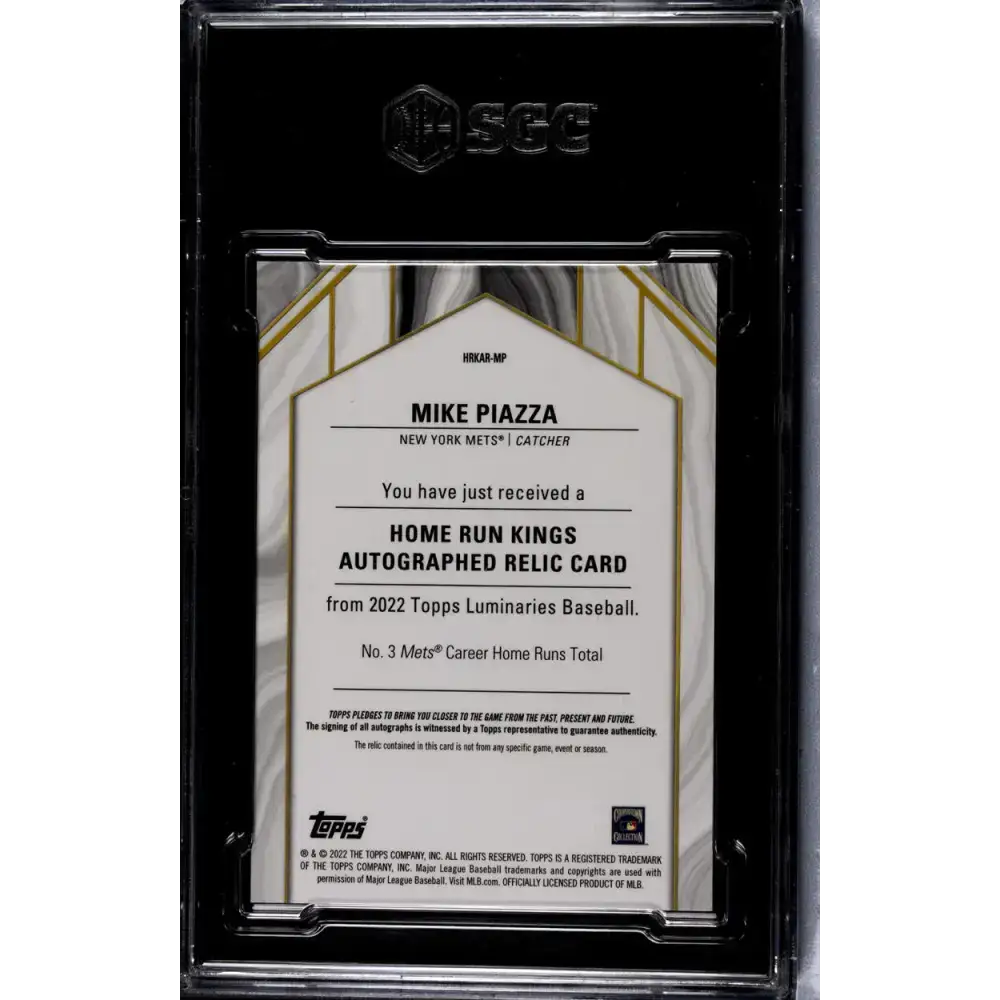 2022 Topps Luminaries #HRKAR-MP Mike Piazza SGC 9 MINT MEM Auto 13/15 New York Mets Baseball Card - Baseball Card Single
