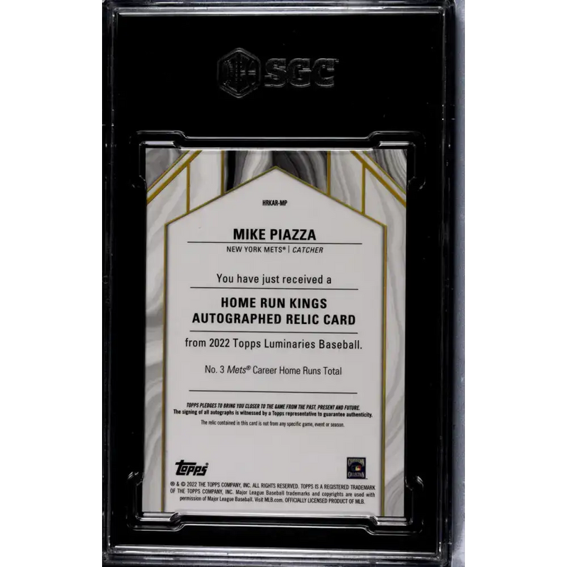 2022 Topps Luminaries #HRKAR-MP Mike Piazza SGC 9 MINT MEM Auto 13/15 New York Mets Baseball Card - Baseball Card Single