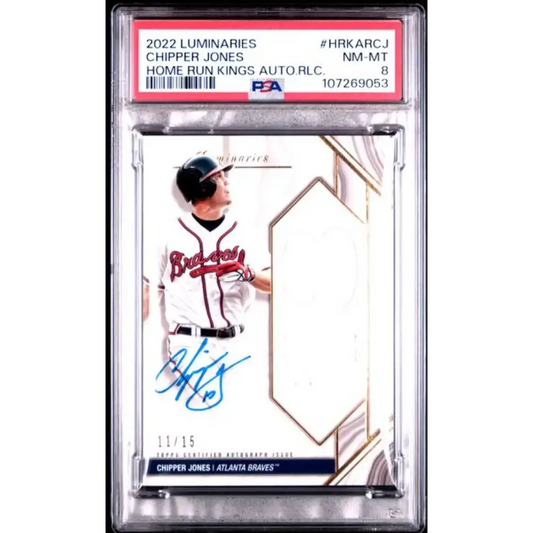 2022 Topps Luminaries #HRKARCJ Chipper Jones PSA 8 NM-MT MEM Auto 11/15 Atlanta Braves Baseball Card - Baseball Card