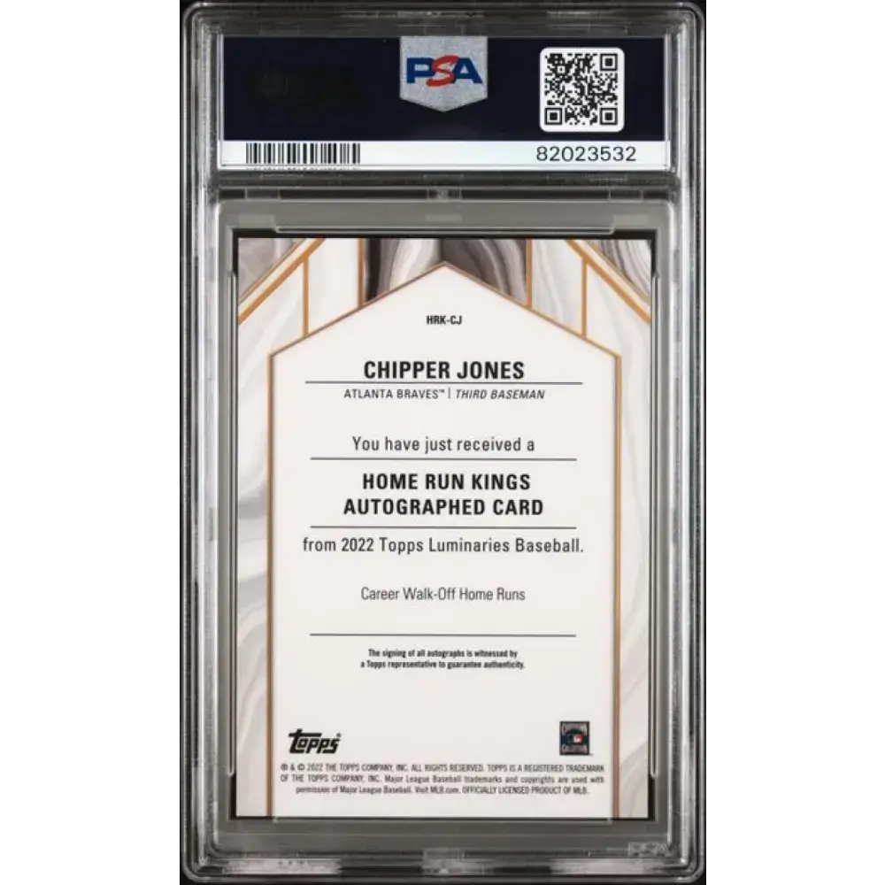2022 Topps Luminaries #HRKCJ Chipper Jones PSA 9 MINT Auto 9/10 Atlanta Braves Baseball Card - Baseball Card Single