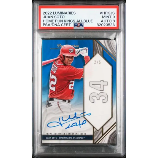 2022 Topps Luminaries #HRKJS Juan Soto PSA 9 MINT Auto 2/5 Washington Nationals Baseball Card - Baseball Card Single