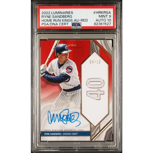 2022 Topps Luminaries #HRKRSA Ryne Sandberg PSA 9 MINT Auto 4/10 Chicago Cubs Baseball Card - Baseball Card Single