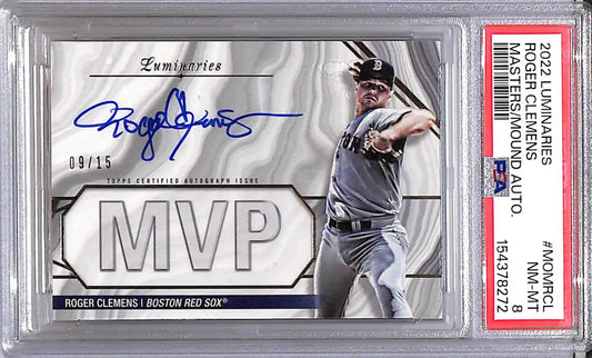 2022 Topps Luminaries Masters of the Mound #MOM-RCL Roger Clemens PSA 8 NM-MT Auto 9/15 Boston Red Sox - Baseball Card