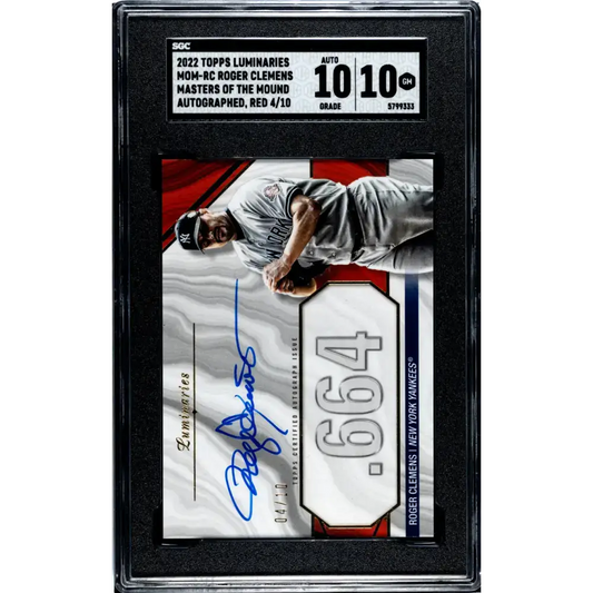 2022 Topps Luminaries #MOM-RC Roger Clemens SGC 10 Gem Auto 4/10 Baseball Card - Baseball Card Single