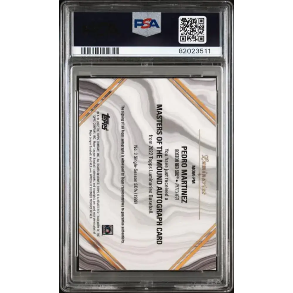 2022 Topps Luminaries #MOMPM Pedro Martinez PSA 9 MINT Auto 3/3 Boston Red Sox Baseball Card - Baseball Card Single