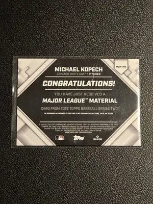 2022 Topps #MLM-MK Michael Kopech Major League Material Relics (Series Two) - Baseball Card Single