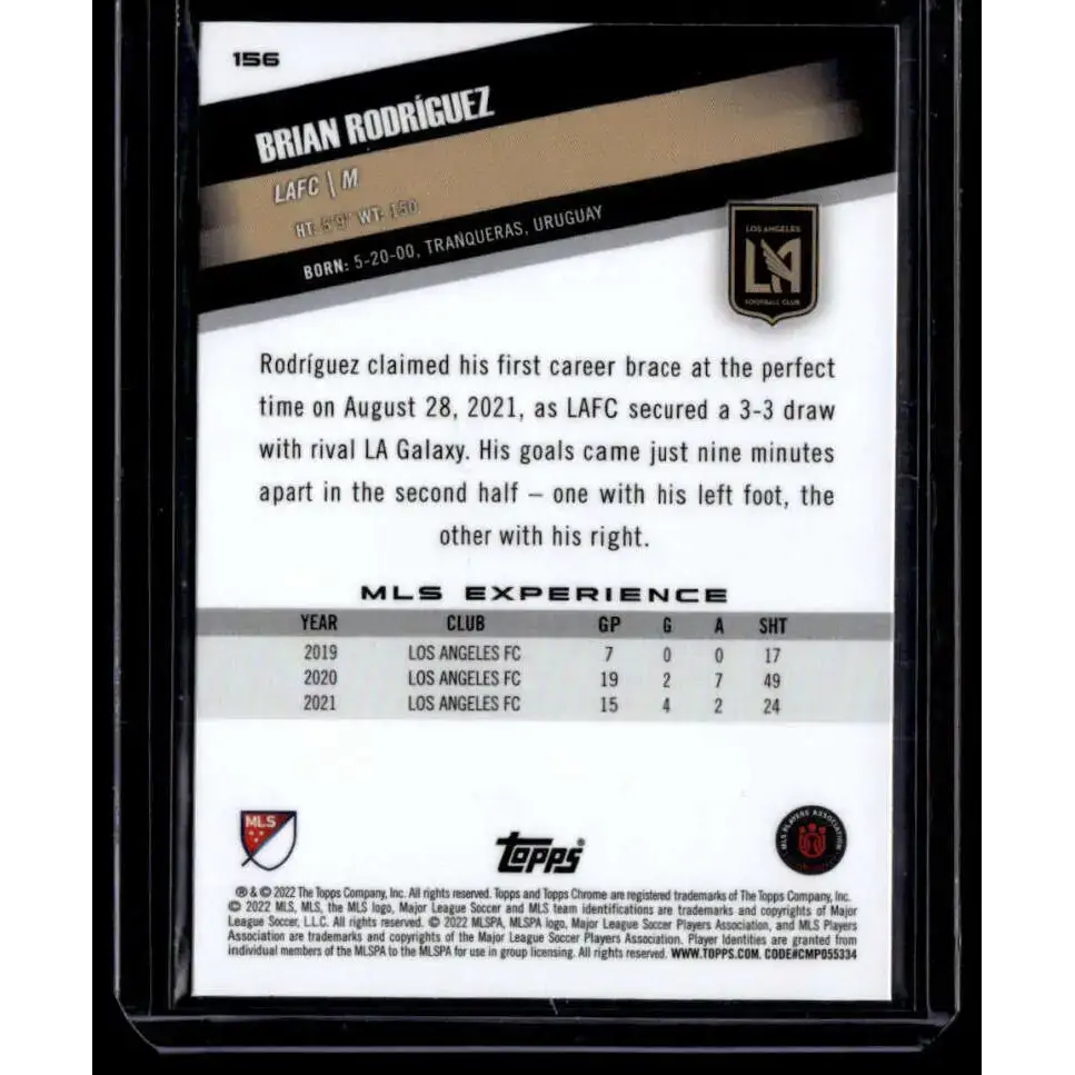 2022 Topps MLS Chrome #156 Brian Rodriguez NM-MT LAFC Soccer Card - Soccer Card Single