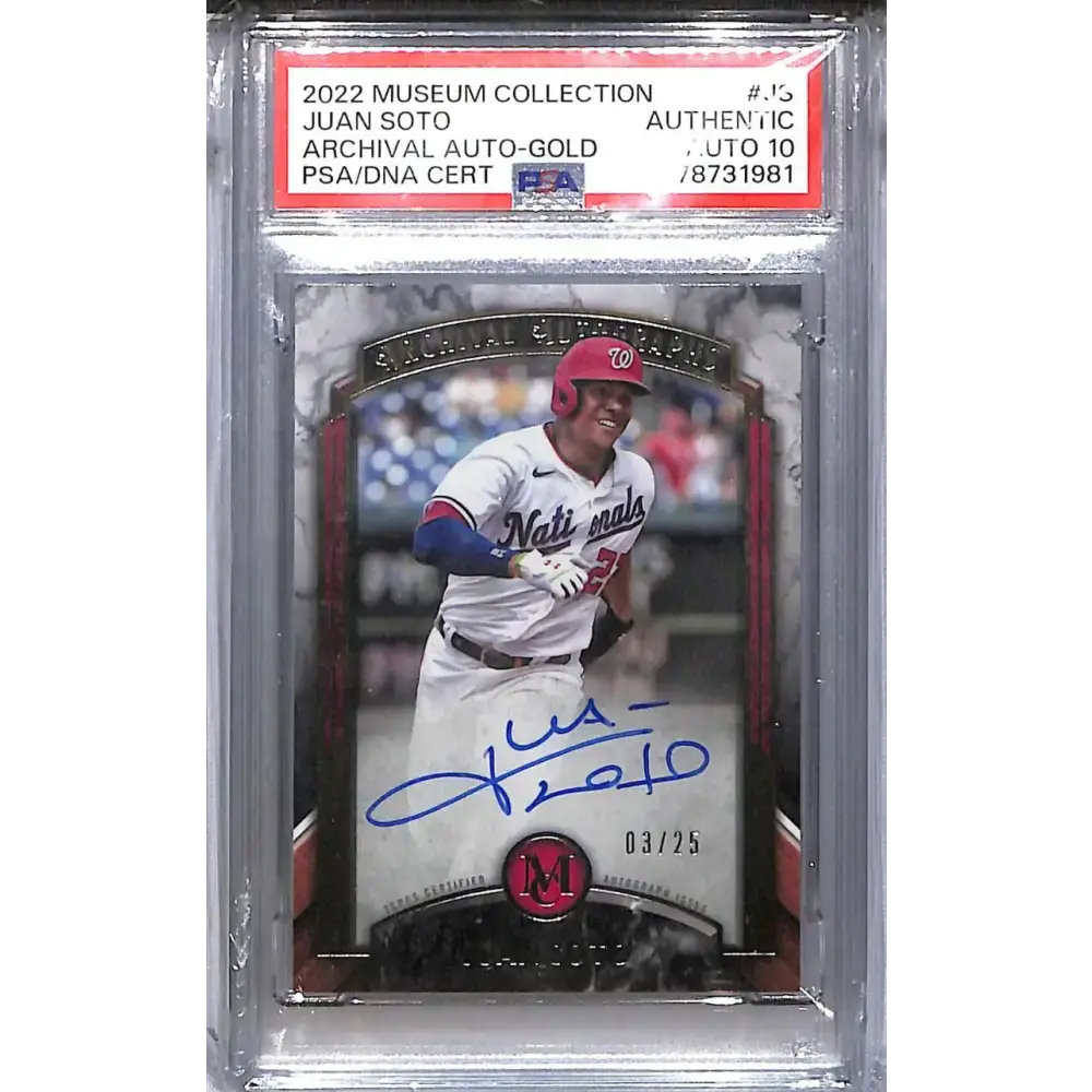 2022 Topps Museum Collection Archival Gold #AA-JS Juan Soto PSA Authentic Auto 3/25 Washington Nationals - Baseball