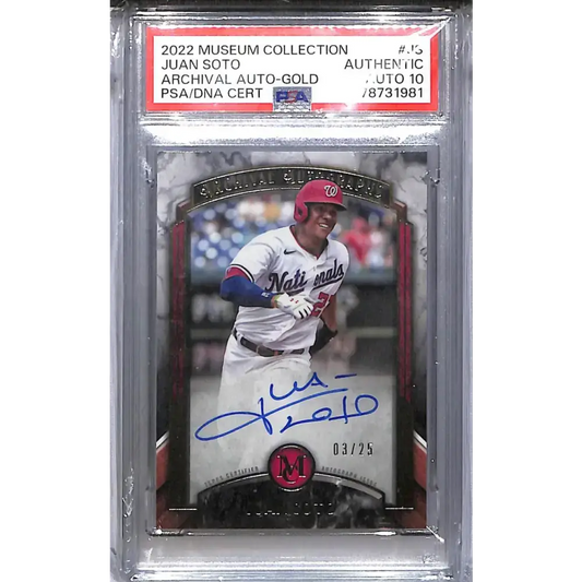 2022 Topps Museum Collection Archival Gold #AA-JS Juan Soto PSA Authentic Auto 3/25 Washington Nationals - Baseball