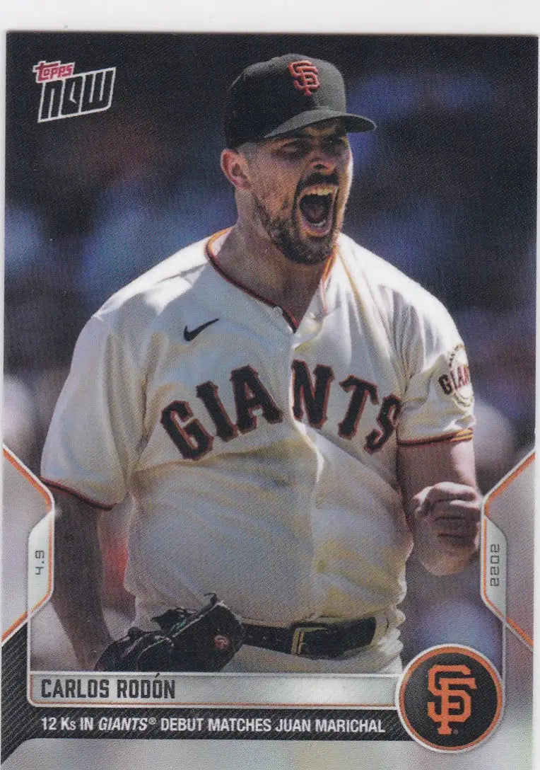 Carlos Rodon baseball card from 2022 TOPPS NOW featuring San Francisco Giants player