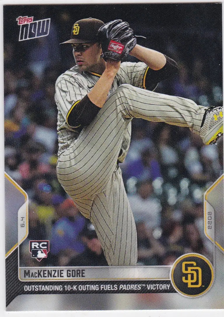 Mackenzie Gore San Diego Padres baseball card from 2022 TOPPS NOW series