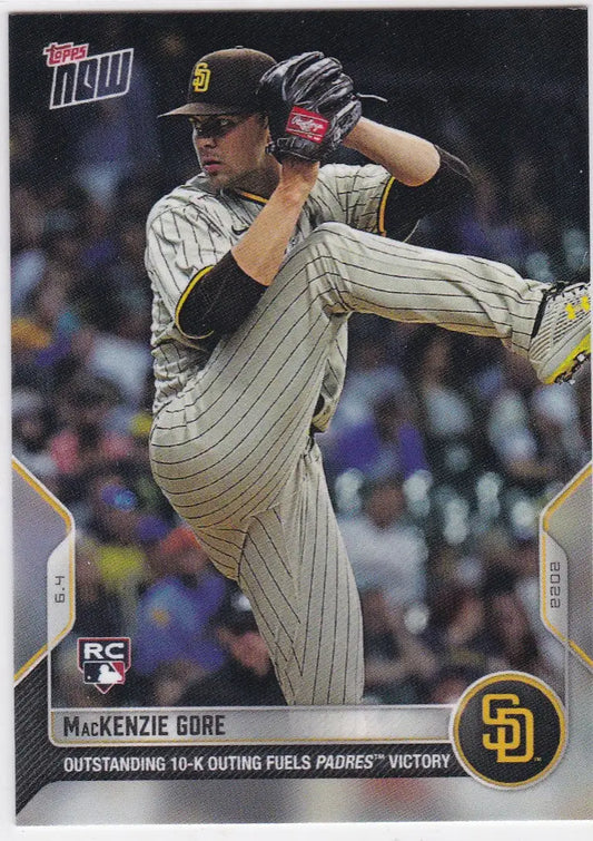 Mackenzie Gore San Diego Padres baseball card from 2022 TOPPS NOW series