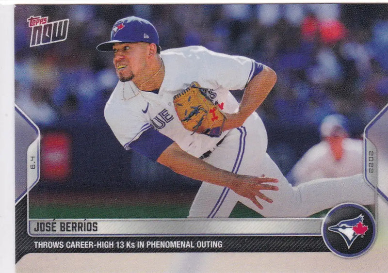 Baseball card of José Berríos from the 2022 TOPPS NOW series featuring Toronto Blue Jays