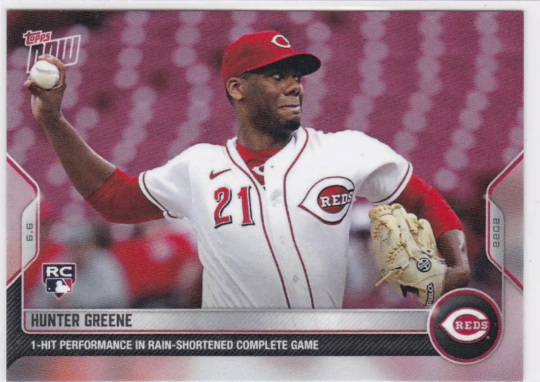 Hunter Greene Cincinnati Reds baseball card from 2022 TOPPS NOW series