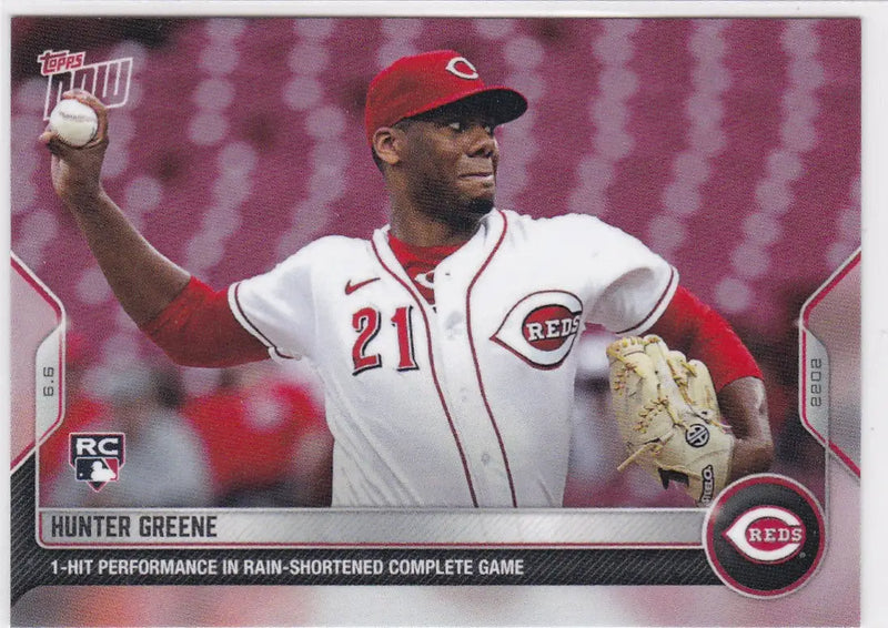 Hunter Greene Cincinnati Reds baseball card from 2022 TOPPS NOW series