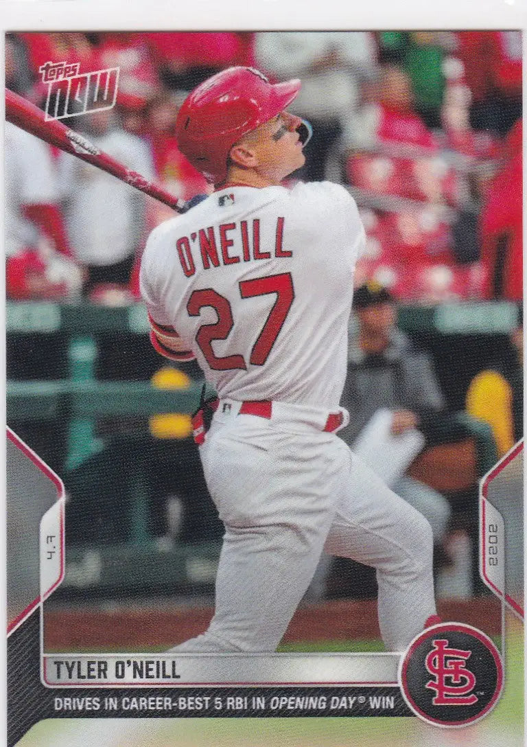 Tyler O’Neill baseball card from 2022 TOPPS NOW featuring St. Louis Cardinals player