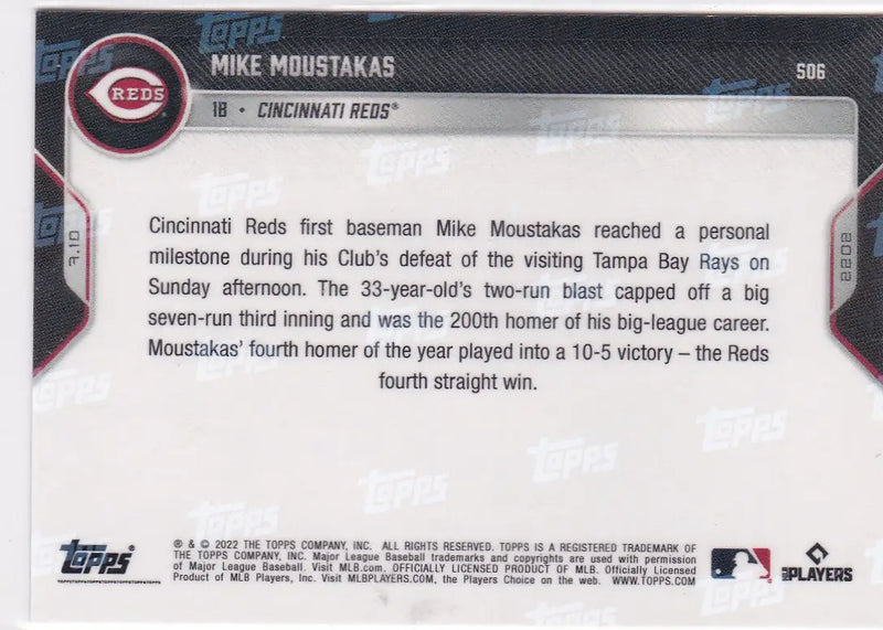Mike Moustakas Cincinnati Reds baseball card from 2022 TOPPS NOW series