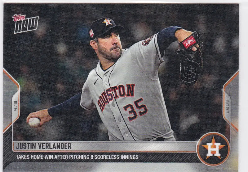 Justin Verlander Houston Astros baseball card from 2022 TOPPS NOW #63