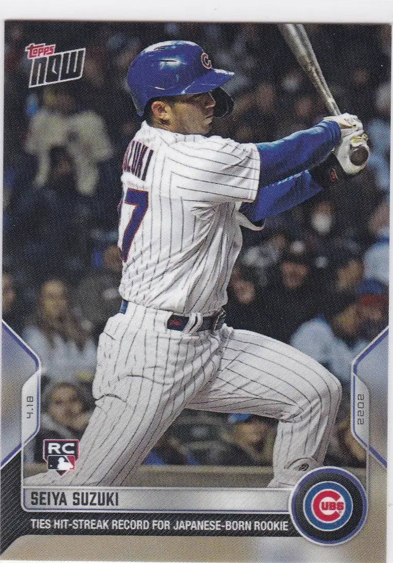 Seiya Suzuki Chicago Cubs baseball card from 2022 TOPPS NOW #66 featuring Suzuki Chicago Cubs