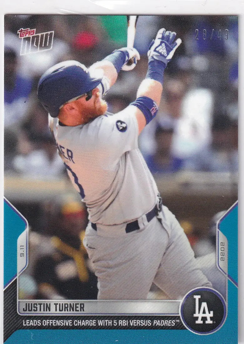 2022 TOPPS NOW #885 JUSTIN TURNER 28/49- LOS ANGELES DODGERS - Baseball Card Single