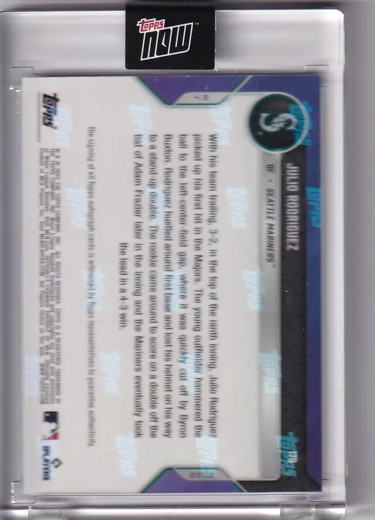 Baseball trading card 2022 Topps Now Auto #17B Julio Rodriguez Seattle Mariners in case