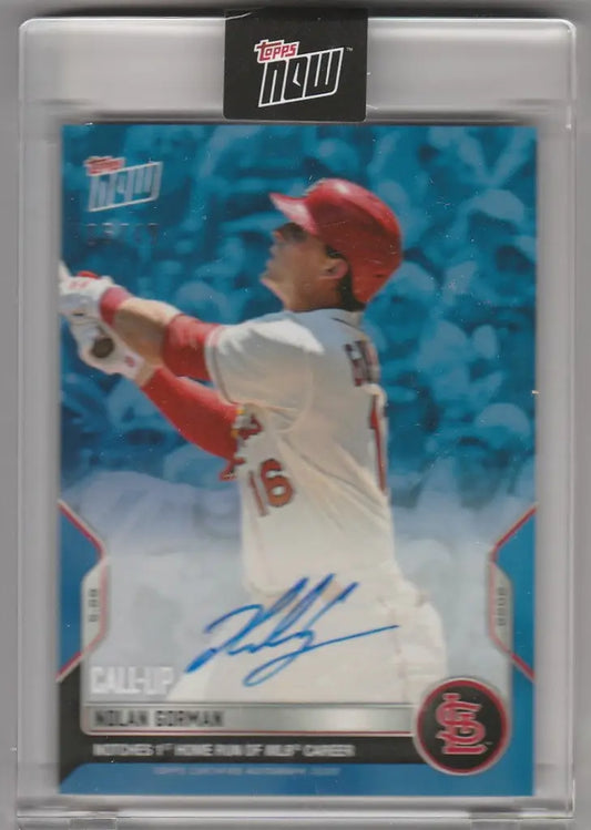 Baseball trading card of 251B Nolan Gorman, St Louis Cardinals, pitching in uniform
