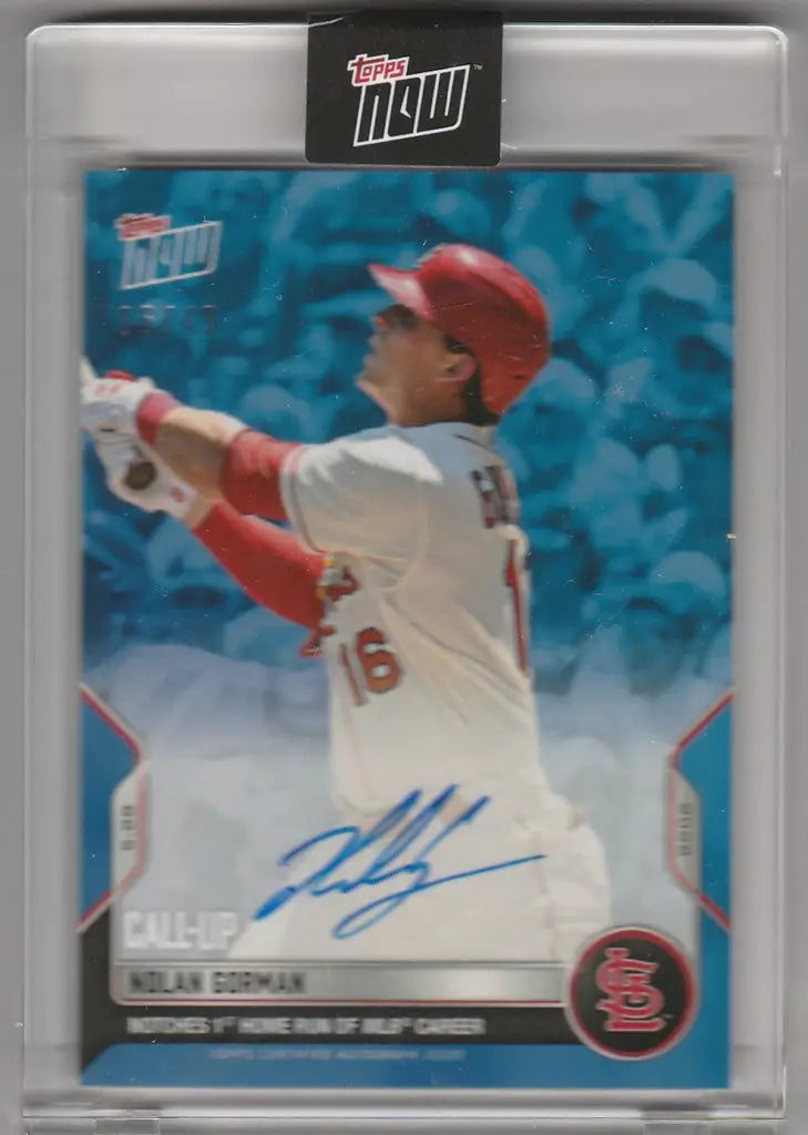 Baseball trading card of 251B Nolan Gorman, St Louis Cardinals, pitching in uniform