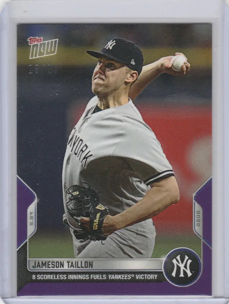 Baseball card of Jameson Taillon pitching for the New York Yankees in trading cards series